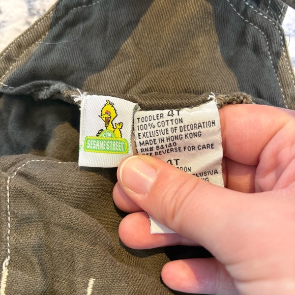 VTG Rare Sesame Street Big Bird Corduroy Overalls 4T | 90s Kidcore Brown Y2K - Picture 7 of 9